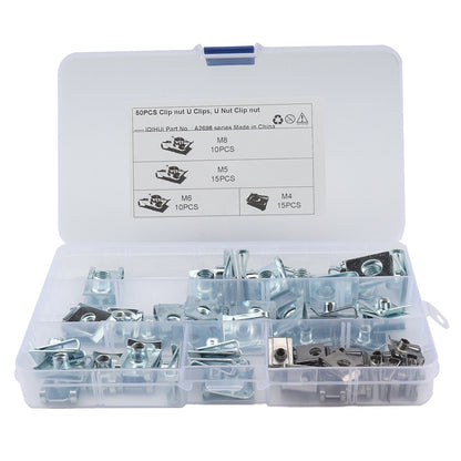 50PCS U Clips M4 M5 M6 M8 Clip-On Nuts Small Parts for Cars and Motorcycles