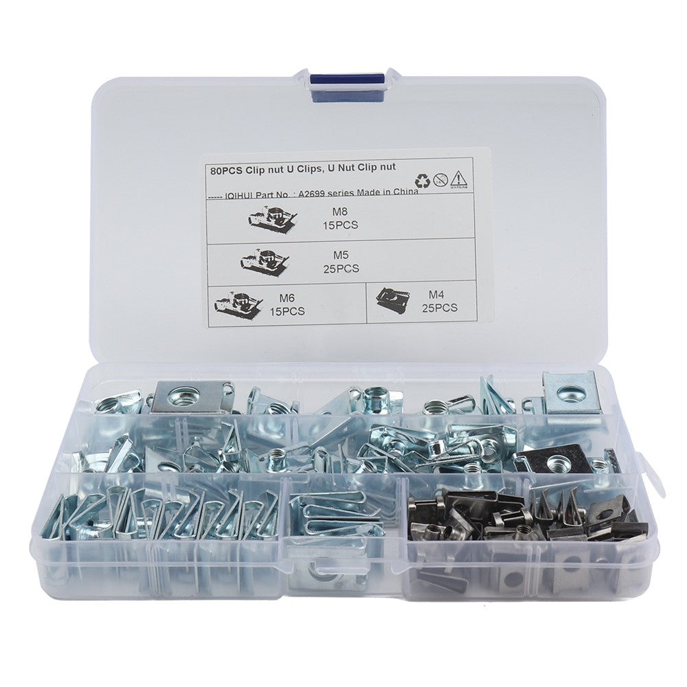 80PCS Cars Motorcycles Clip Nuts M4 M5 M6 M8 U Clips Replacement Screw Base Fasteners