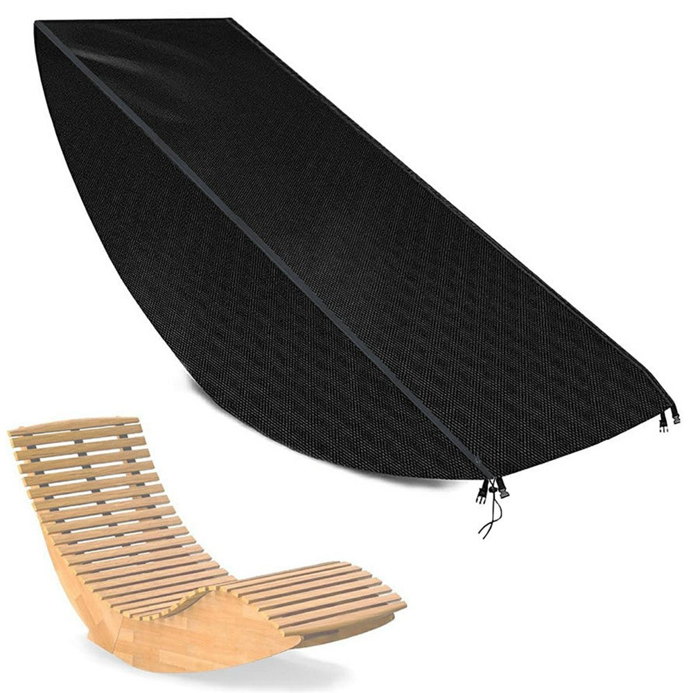 Outdoor Garden Chaise Lounge Cover 420D Silver Coated with Buckle Windproof Design Recliner Cover