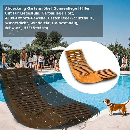 Outdoor Garden Chaise Lounge Cover 420D Silver Coated with Buckle Windproof Design Recliner Cover