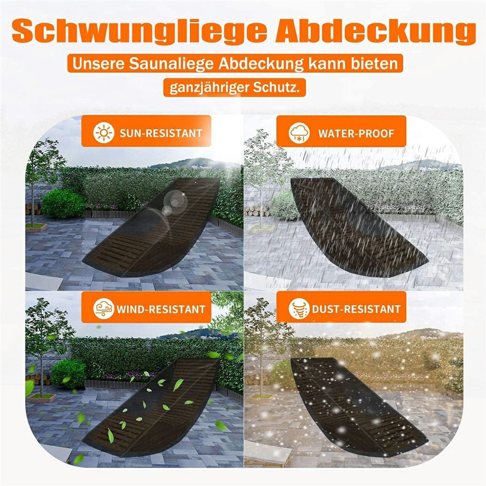 Outdoor Garden Chaise Lounge Cover 420D Silver Coated with Buckle Windproof Design Recliner Cover