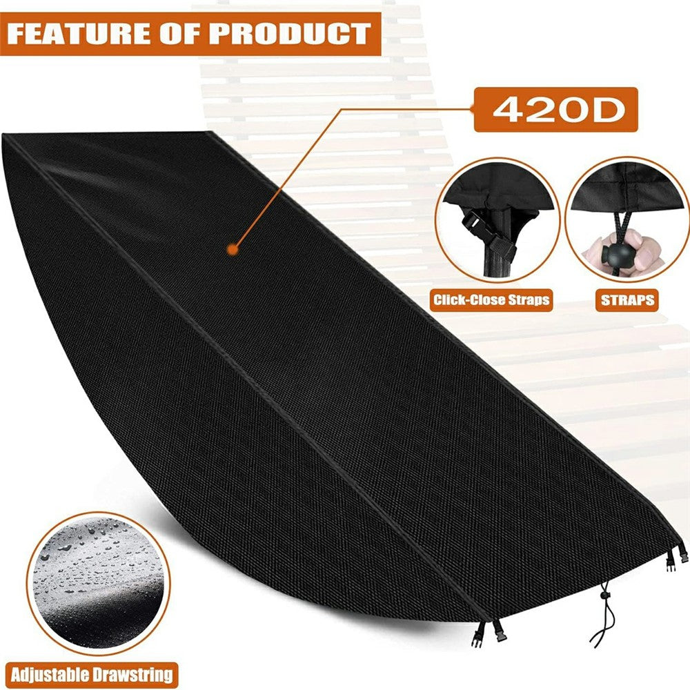 Outdoor Garden Chaise Lounge Cover 420D Silver Coated with Buckle Windproof Design Recliner Cover