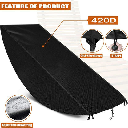 Outdoor Garden Chaise Lounge Cover 420D Silver Coated with Buckle Windproof Design Recliner Cover