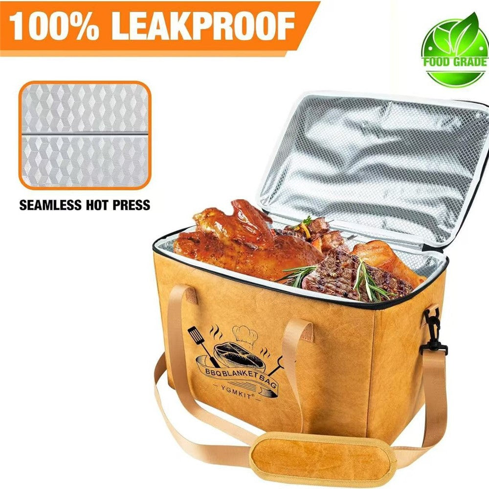 Reusable Large Capacity BBQ Insulated Bag Aluminum Film Meat Storage Zipper Thermal Cooler Bag (BPA Free, No FDA)