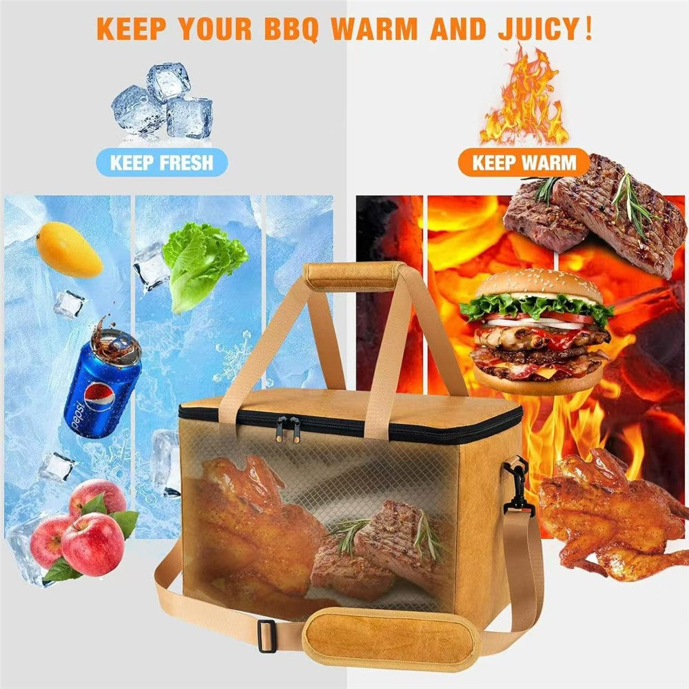 Reusable Large Capacity BBQ Insulated Bag Aluminum Film Meat Storage Zipper Thermal Cooler Bag (BPA Free, No FDA)
