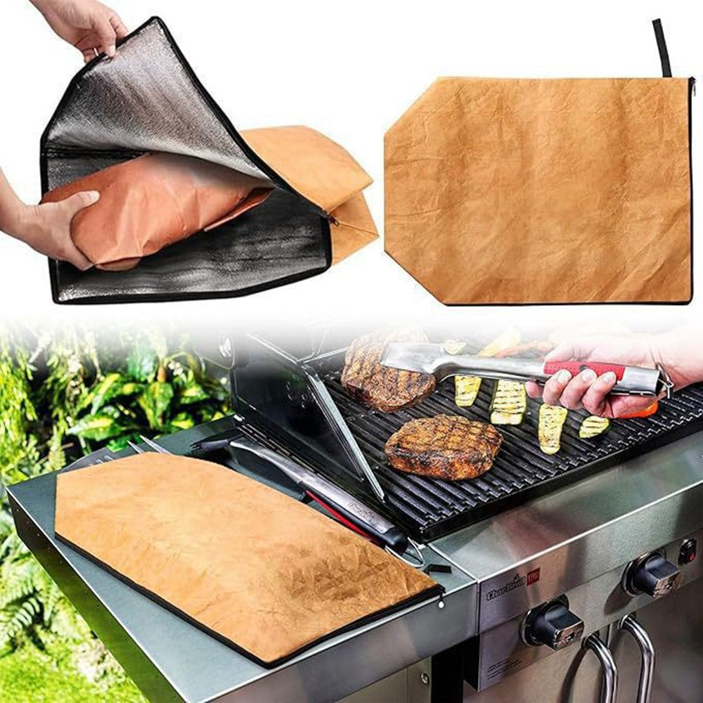 Large Capacity Kraft Paper Insulated Bag Waterproof BBQ Meat Cooler with Thick Aluminum Foil Lining (BPA Free, No FDA)