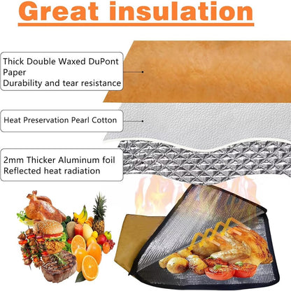 Insulated Food Bag BBQ Picnic Large Capacity Aluminum Foil Lined Thermal Cooler Bag (BPA Free, No FDA)