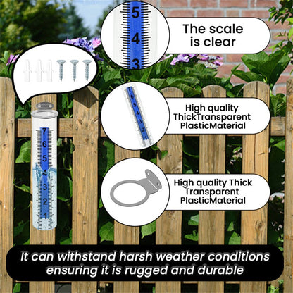 7 Inch Outdoor Rain Gauge Plastic Rainfall Measurement Tool for Garden Balcony Weather Monitoring