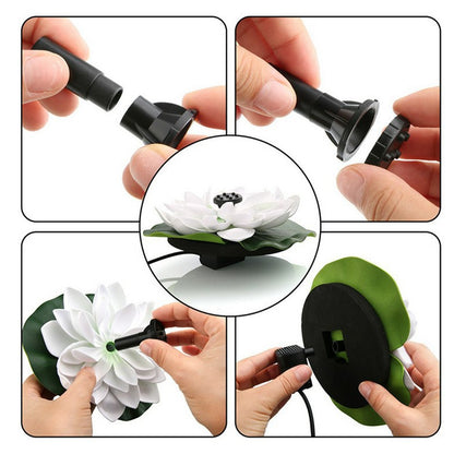 Solar Powered Floating Fountain For Outdoor Water Features Garden Pond Decorative Lotus Leaf Flower Design