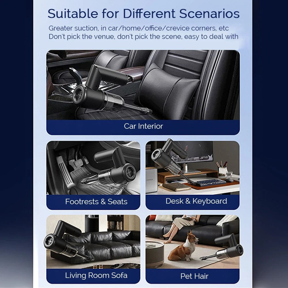 5 in 1 Handheld Vacuum Cleaner for Car and Home 5000Pa Powerful Suction Portable Cordless Dust Blower