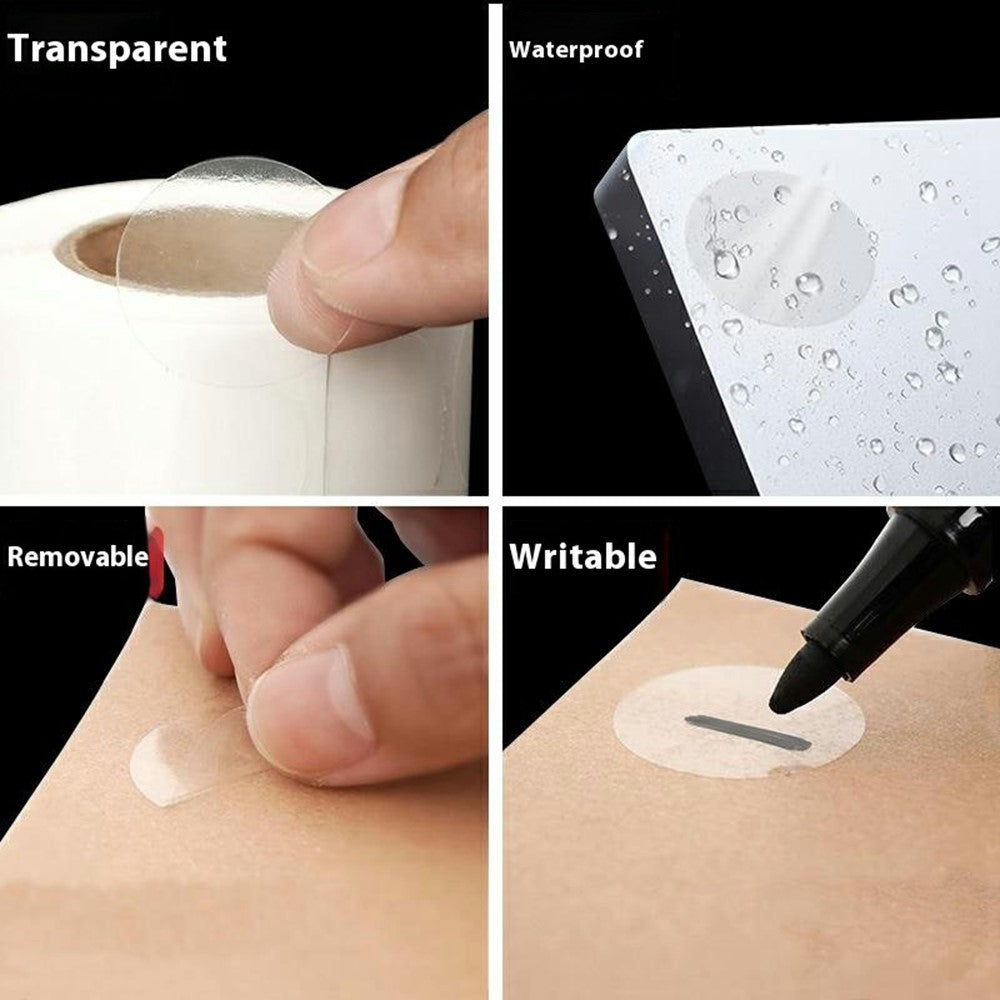 500Pcs / Roll 2cm Diameter 5C Thickness Transparent Stickers Round Self Adhesive Labels for Envelopes Gifts