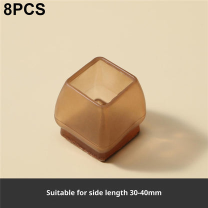 8Pcs Chair Leg Caps 4.2 x 3.8cm Square Noise Reducing Furniture Feet Protectors Anti-Slip Thickened Felt Pads for Home / Office