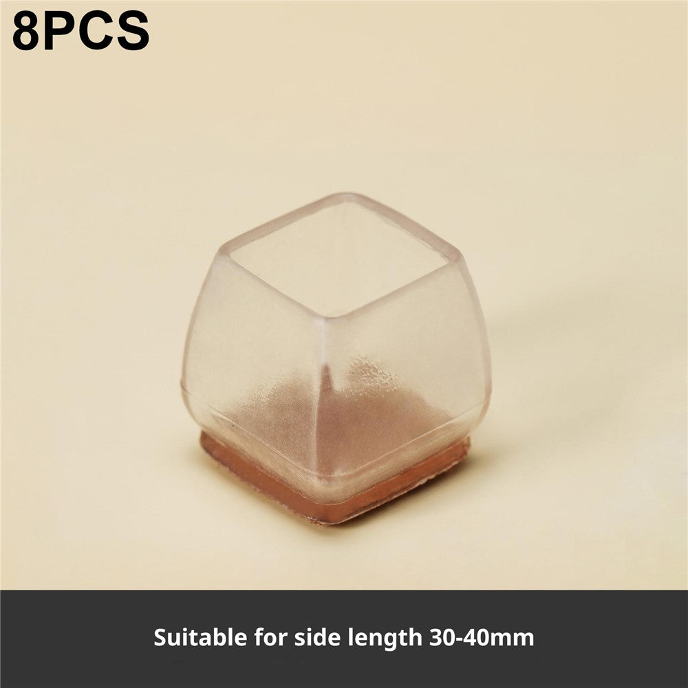 8Pcs Chair Leg Caps 4.2 x 3.8cm Square Noise Reducing Furniture Feet Protectors Anti-Slip Thickened Felt Pads for Home / Office