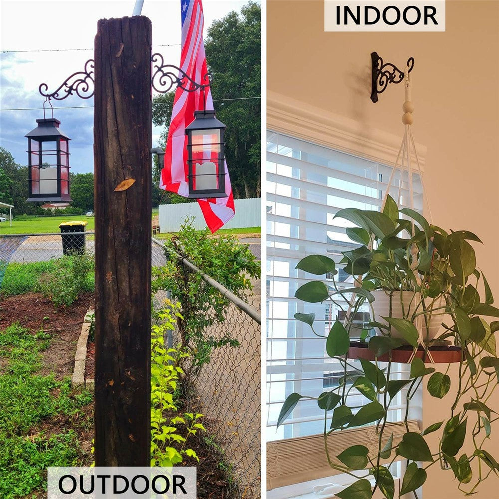 Wall-Mounted Iron Flower Rack Minimalist Retro Hanging Planter Holder Heavy Duty Balcony Hanger for Flower Pots Wind Chimes Decorations