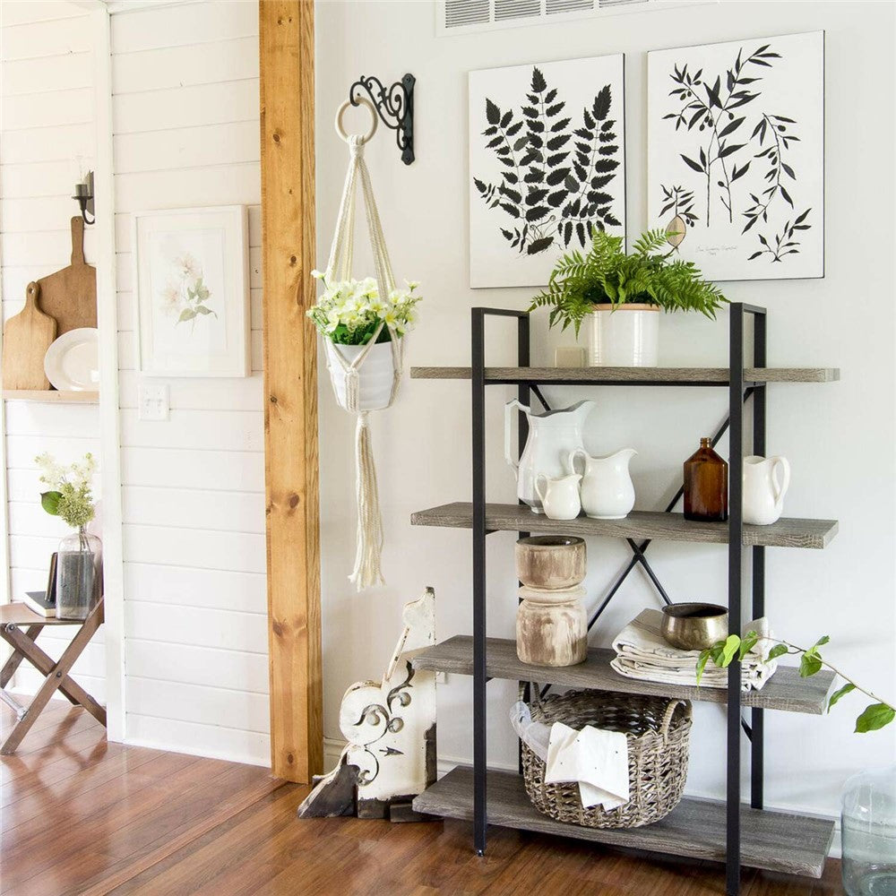Wall-Mounted Iron Flower Rack Minimalist Retro Hanging Planter Holder Heavy Duty Balcony Hanger for Flower Pots Wind Chimes Decorations