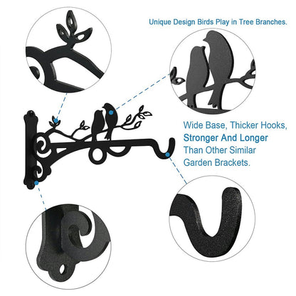 Iron Wall-Mounted Basket Hook Retro Hanging Planter Bracket Heavy Duty Hanger for Garden Patio
