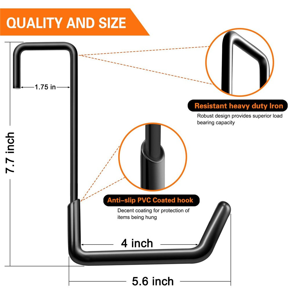 6Pcs Large S-Shaped Garage Hooks Heavy Duty Wall-Mounted Hangers for Bicycles Ladders Garden Tools