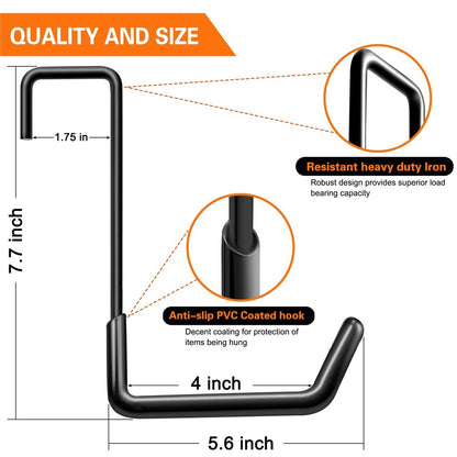 6Pcs Large S-Shaped Garage Hooks Heavy Duty Wall-Mounted Hangers for Bicycles Ladders Garden Tools