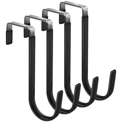 4Pcs Carbon Steel Over The Door Hooks Rustproof Metal Coat Hangers Space-Saving Storage Hooks for Home Bedroom Bathroom Kitchen