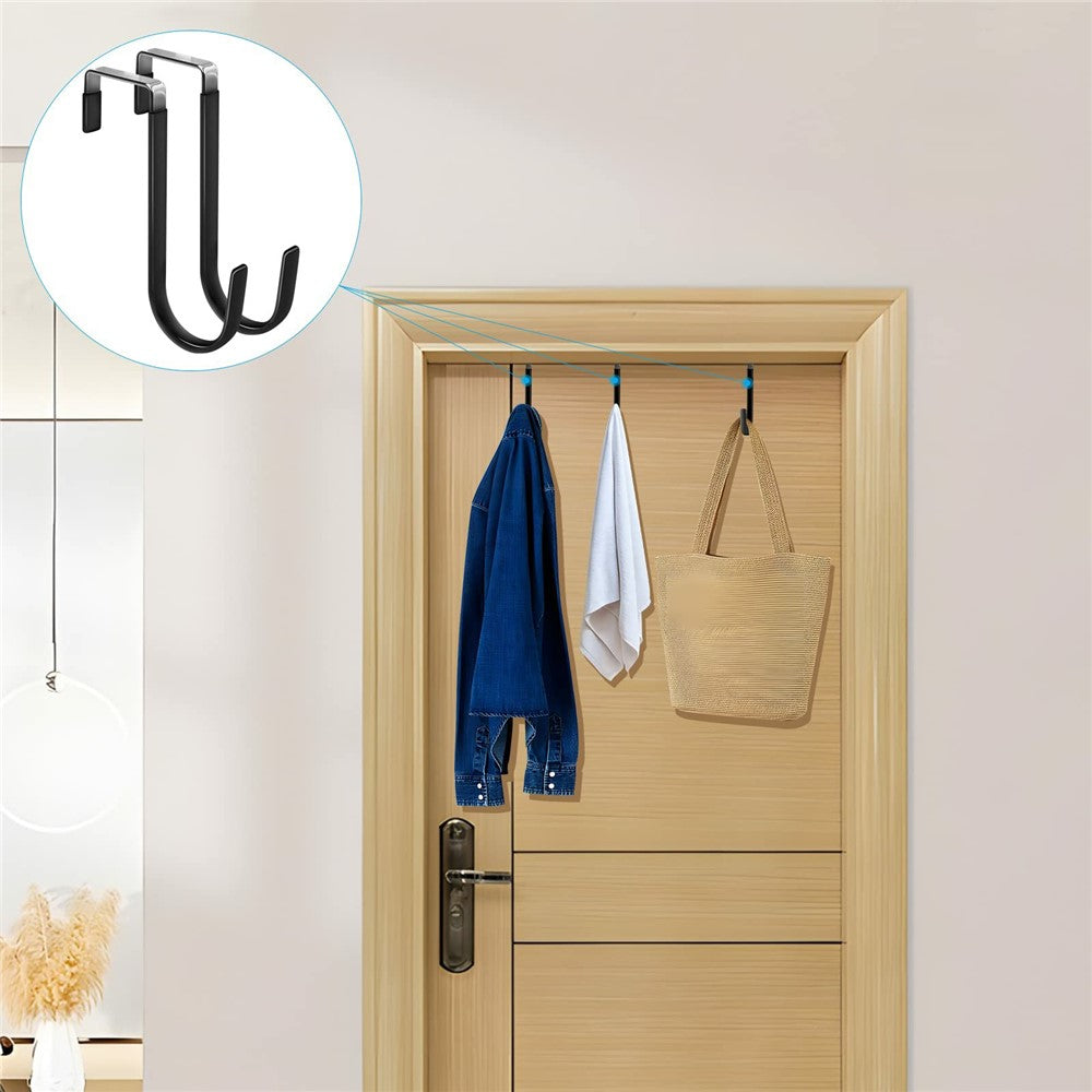 4Pcs Carbon Steel Over The Door Hooks Rustproof Metal Coat Hangers Space-Saving Storage Hooks for Home Bedroom Bathroom Kitchen
