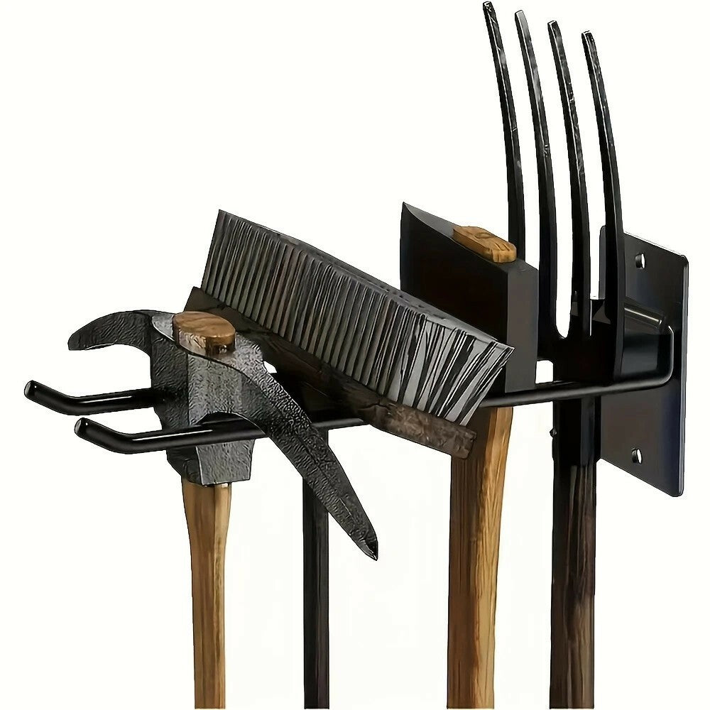 Wall-Mounted Garden Tool Storage Rack Heavy Duty Iron Tool Hanger Rust-Resistant Organizer for Garden Balcony Garage