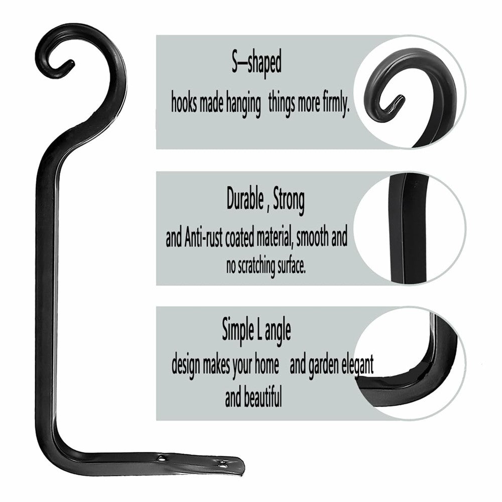 Balcony Garden Decorative Hook Heavy Duty Iron Hanger Rustproof Wall-Mounted Rack for Flower Pots Wind Chimes Lanterns