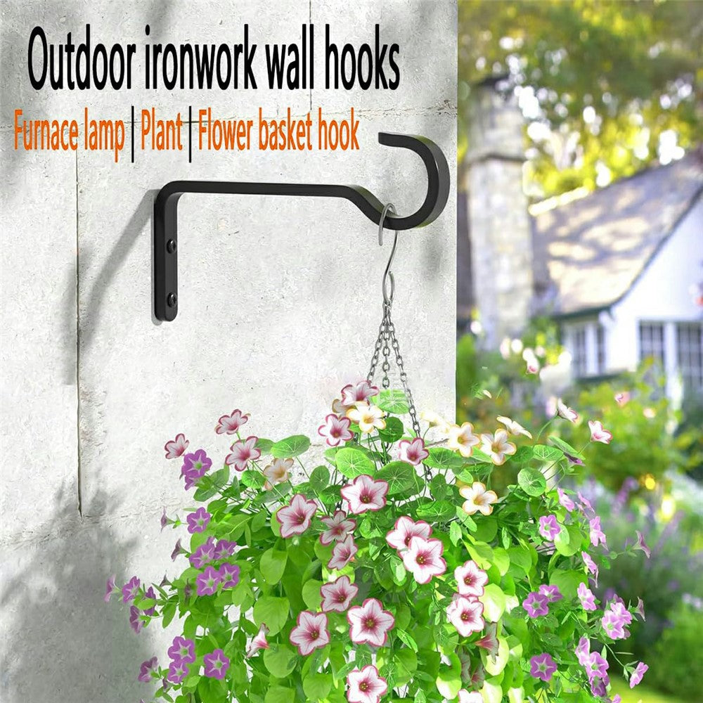 2Pcs Garden Hanging Plant Hanger Heavy Duty Iron Hook Wall-Mounted Decorative Rack for Balcony Garden Home Outdoor Indoor