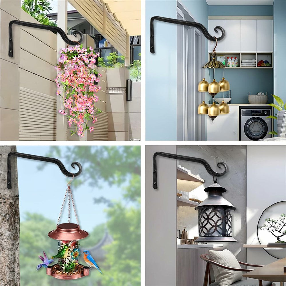 2Pcs Garden Hanging Plant Hanger Heavy Duty Iron Hook Wall-Mounted Decorative Rack for Balcony Garden Home Outdoor Indoor
