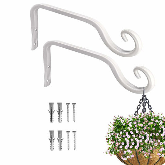 2Pcs Garden Hanging Plant Hanger Heavy Duty Iron Hook Wall-Mounted Decorative Rack for Balcony Garden Home Outdoor Indoor