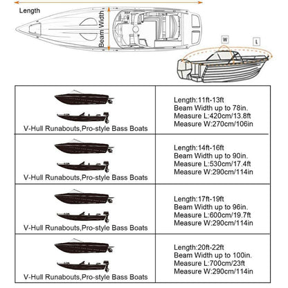 For 11-13 Feet (420x270cm) 210D Yacht Cover Waterproof Sun Protection Boat Cover with Adjustable Belt and Storage Bag