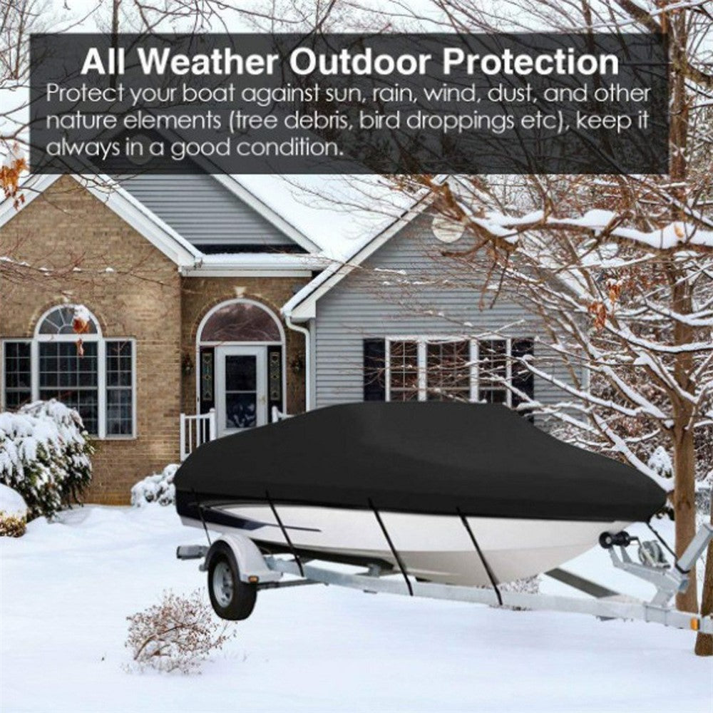 For 11-13 Feet (420x270cm) 210D Yacht Cover Waterproof Sun Protection Boat Cover with Adjustable Belt and Storage Bag