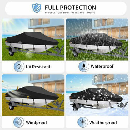 For 11-13 Feet (420x270cm) 210D Yacht Cover Waterproof Sun Protection Boat Cover with Adjustable Belt and Storage Bag
