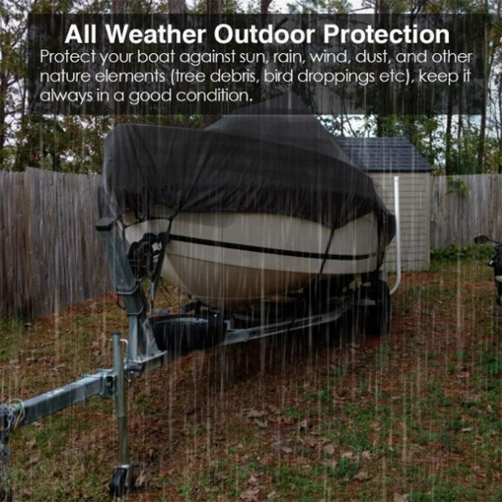 For 11-13 Feet (420x270cm) 210D Yacht Cover Waterproof Sun Protection Boat Cover with Adjustable Belt and Storage Bag