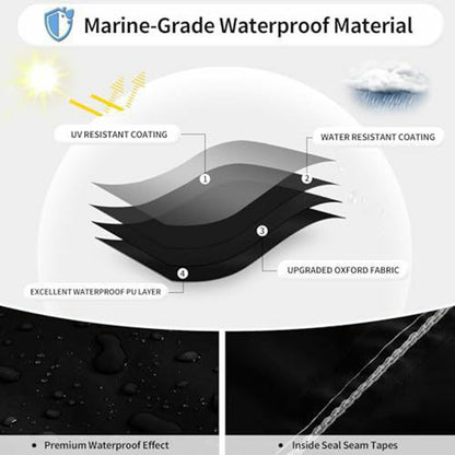 For 11-13 Feet (420x270cm) 210D Yacht Cover Waterproof Sun Protection Boat Cover with Adjustable Belt and Storage Bag
