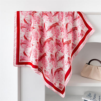 FJ950 70 x 70cm Fashion Square Imitation Silk Scarf Multi-purpose Floral Print Neck Wrap Head Scarf
