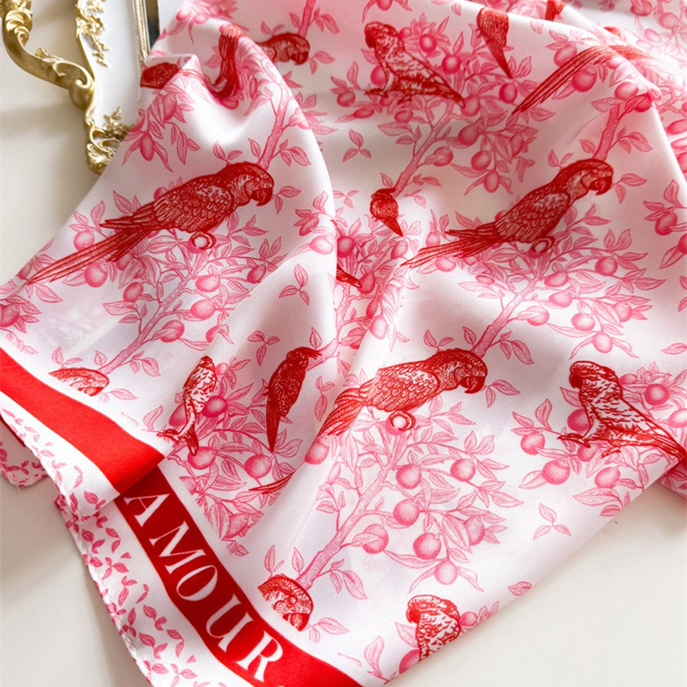 FJ950 70 x 70cm Fashion Square Imitation Silk Scarf Multi-purpose Floral Print Neck Wrap Head Scarf