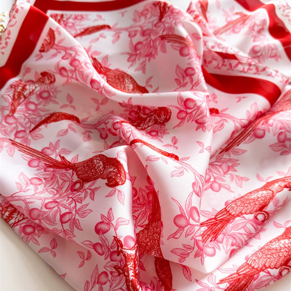FJ950 70 x 70cm Fashion Square Imitation Silk Scarf Multi-purpose Floral Print Neck Wrap Head Scarf