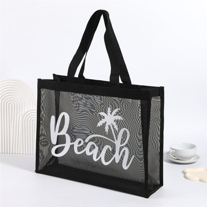45 x 35 x 15cm Nylon Shopping Bag Mesh Beach Tote Bag Foldable Lightweight Storage Pouch