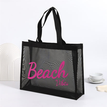 45 x 35 x 15cm Nylon Shopping Bag Mesh Beach Tote Bag Foldable Lightweight Storage Pouch