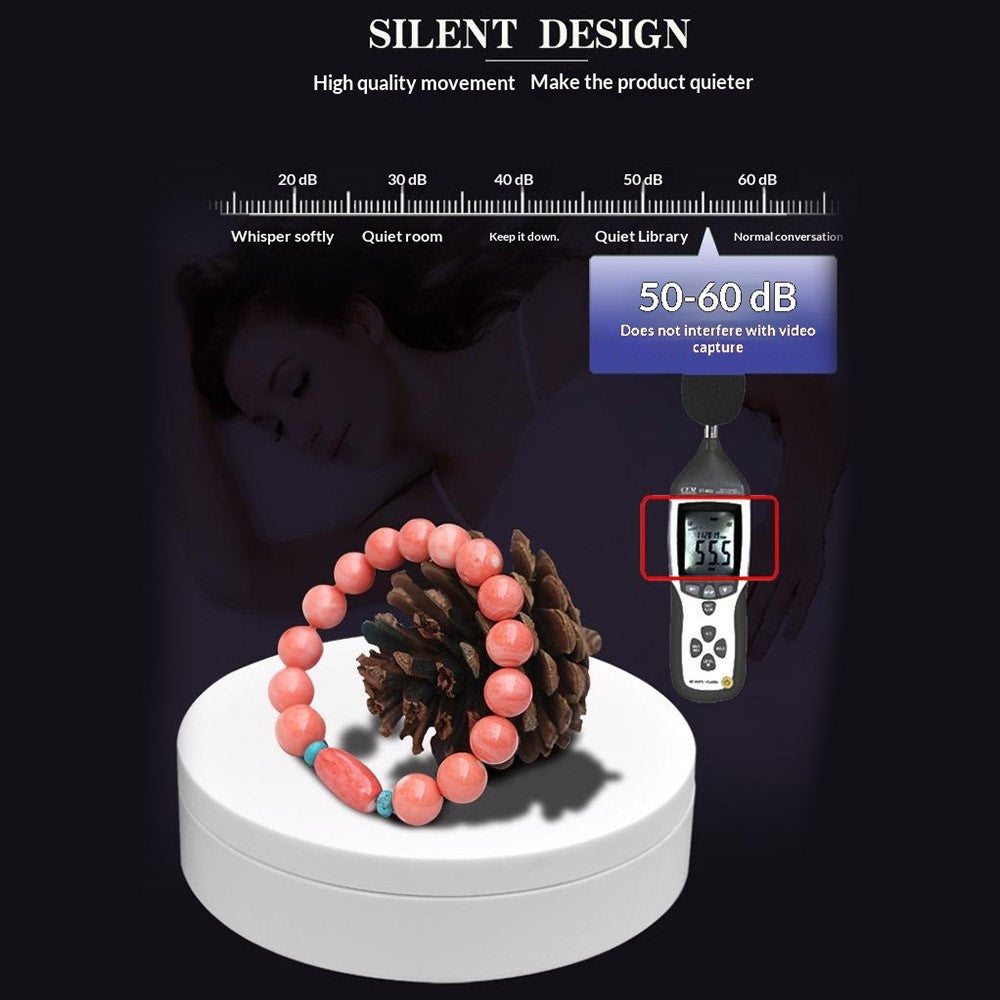 360 Degrees Rotation Adjustable Speed USB Rechargeable 2600mAh Electric Display Stand with Built-in Battery for Jewelry Photography