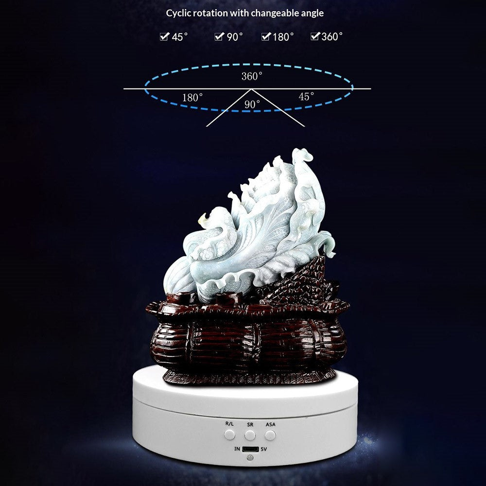 360 Degrees Rotation Adjustable Speed USB Rechargeable 2600mAh Electric Display Stand with Built-in Battery for Jewelry Photography