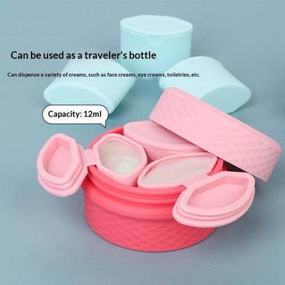 3+1 Silicone Beauty Dispenser Travel Cosmetic Container with 3Pcs Removable Inner Dispensers for Skincare Cream Pills