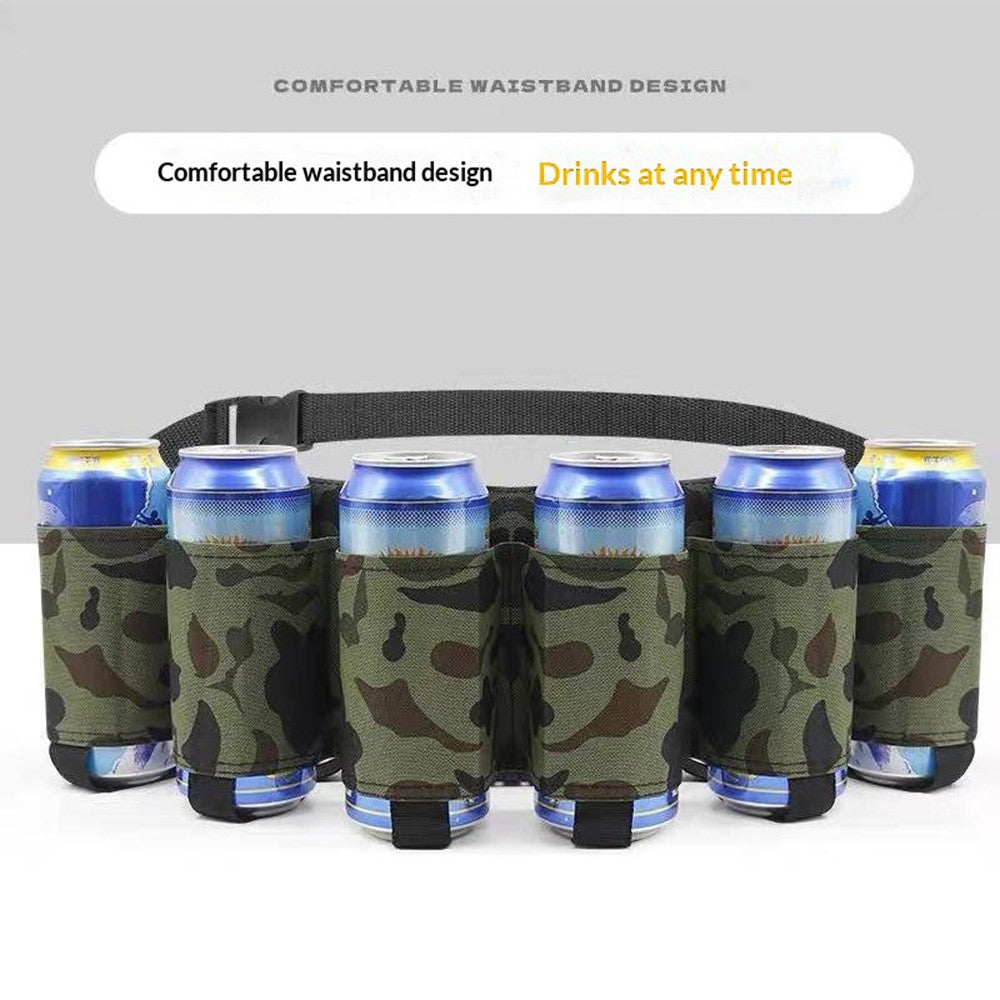6-Can Capacity Holder Waistband Bag Adjustable Foldable Drink Belt Bag for Outdoor Camping Hiking