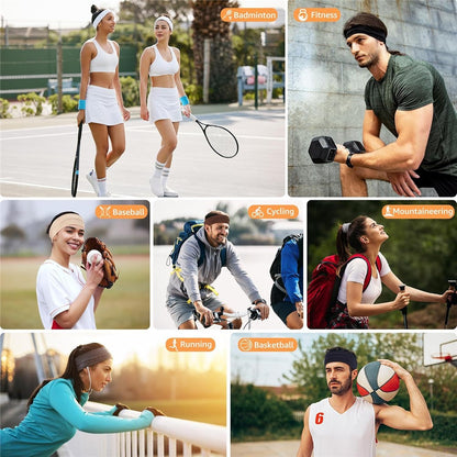 Sports Headband Elastic Sweat Wicking Non-Slip Hair Band for Yoga Fitness Running Gym