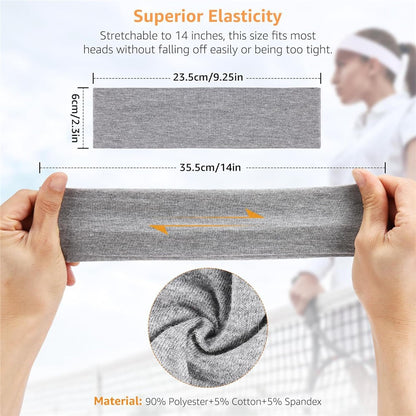 Sports Headband Elastic Sweat Wicking Non-Slip Hair Band for Yoga Fitness Running Gym