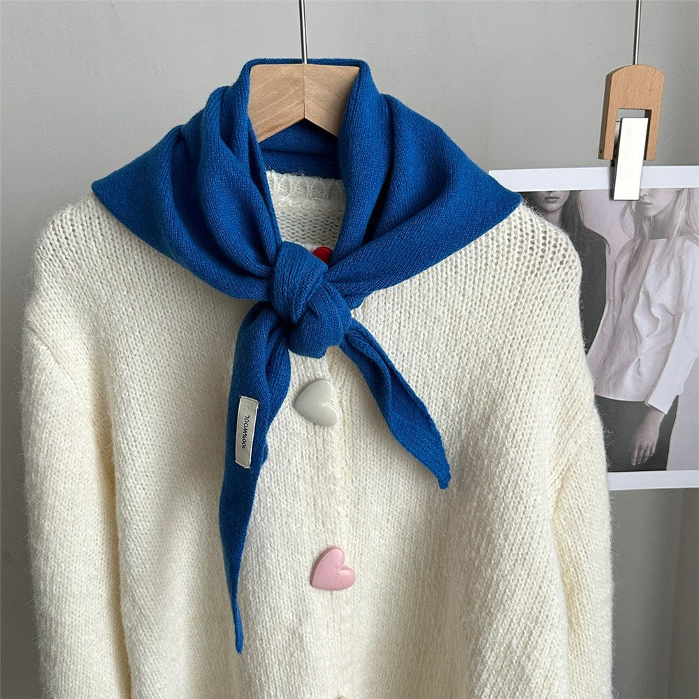 100% Wool Triangle Scarf Fashion Neck Wrap Kerchief Winter Warm Headscarf Bandana for Women