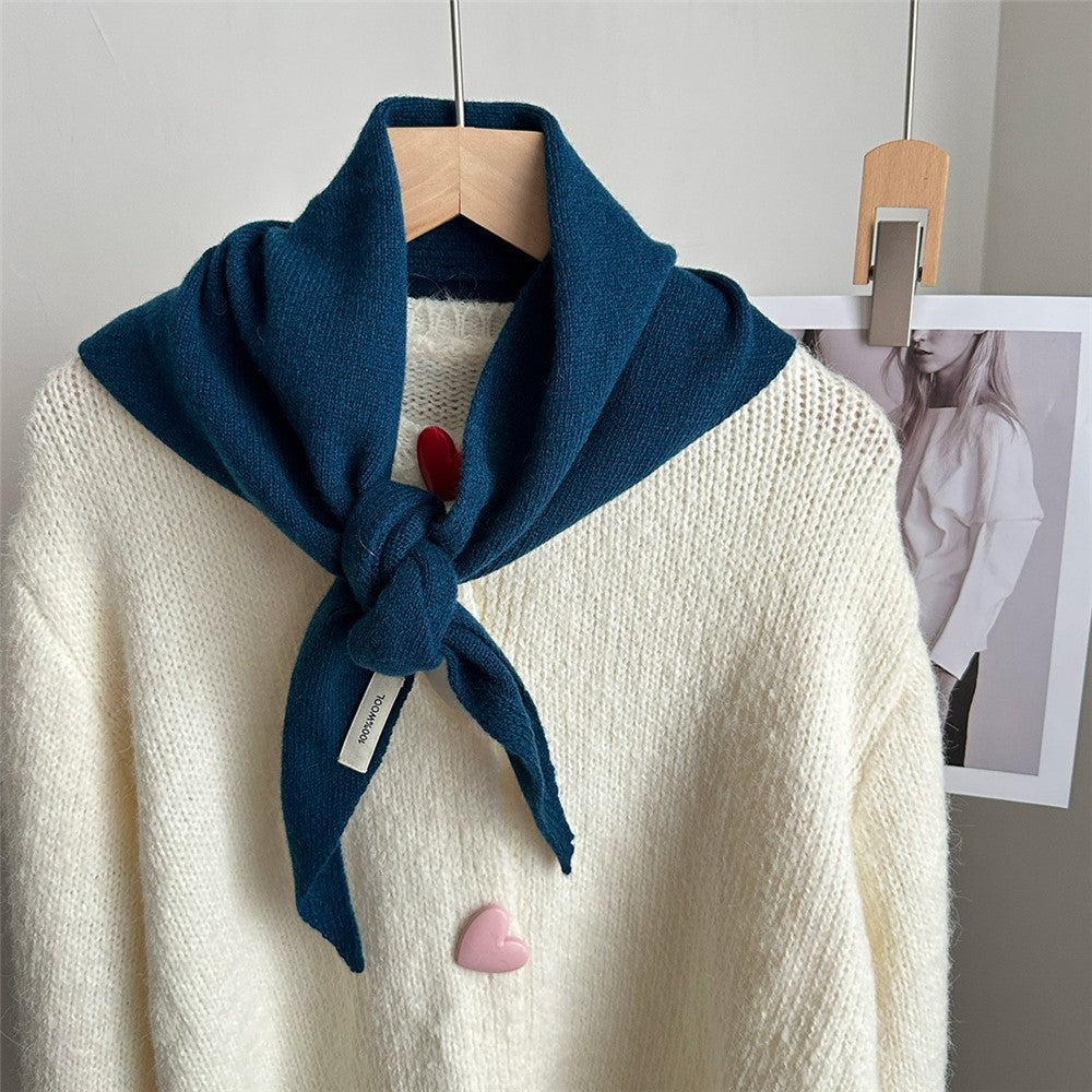 100% Wool Triangle Scarf Fashion Neck Wrap Kerchief Winter Warm Headscarf Bandana for Women