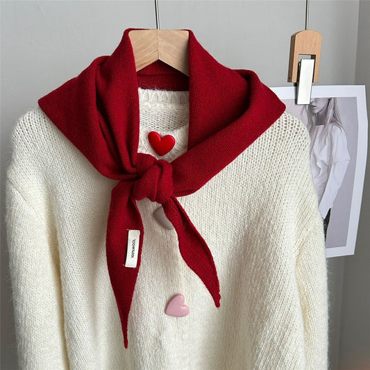 100% Wool Triangle Scarf Fashion Neck Wrap Kerchief Winter Warm Headscarf Bandana for Women