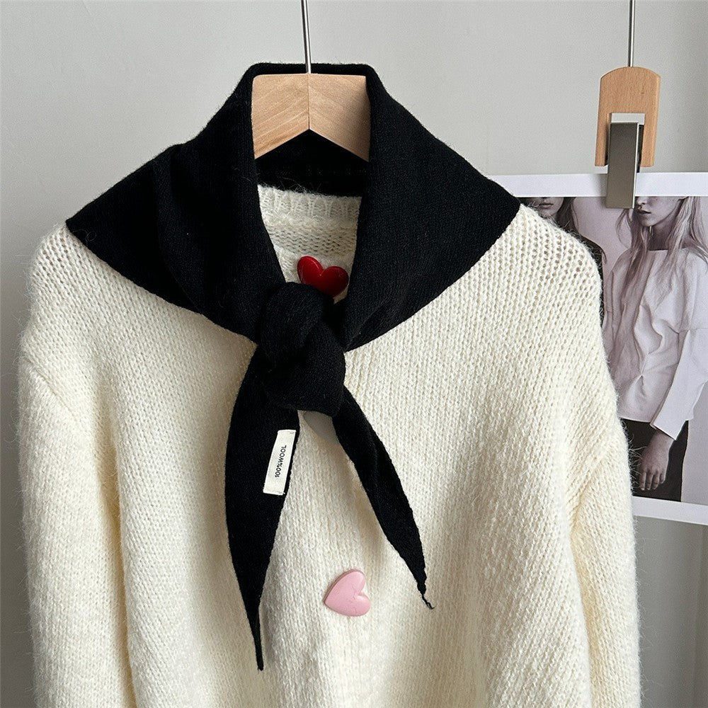 100% Wool Triangle Scarf Fashion Neck Wrap Kerchief Winter Warm Headscarf Bandana for Women
