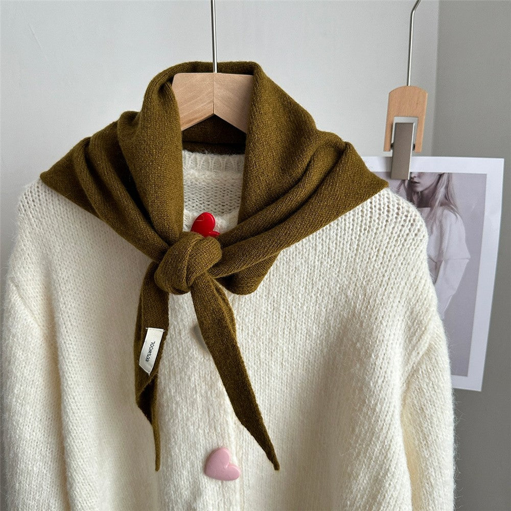 100% Wool Triangle Scarf Fashion Neck Wrap Kerchief Winter Warm Headscarf Bandana for Women